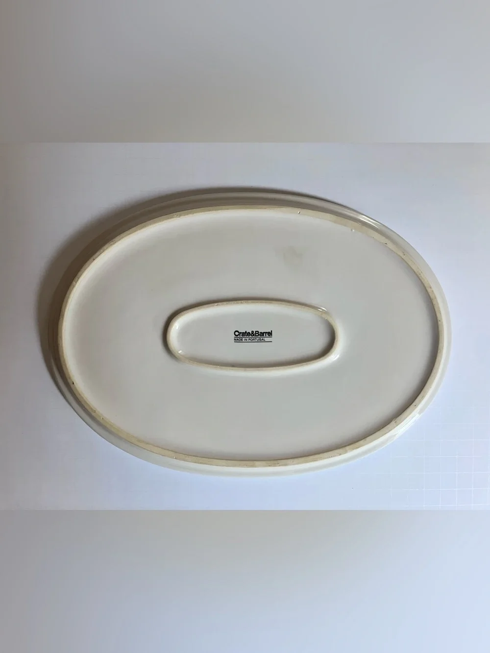 Crate & Barrel Off-White Modern Oval Stoneware Platter